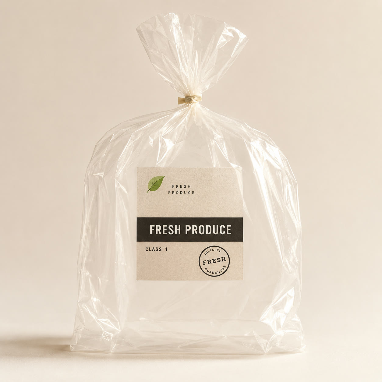 Clear fresh produce packaging bag